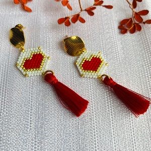 Heart tassel earrings
